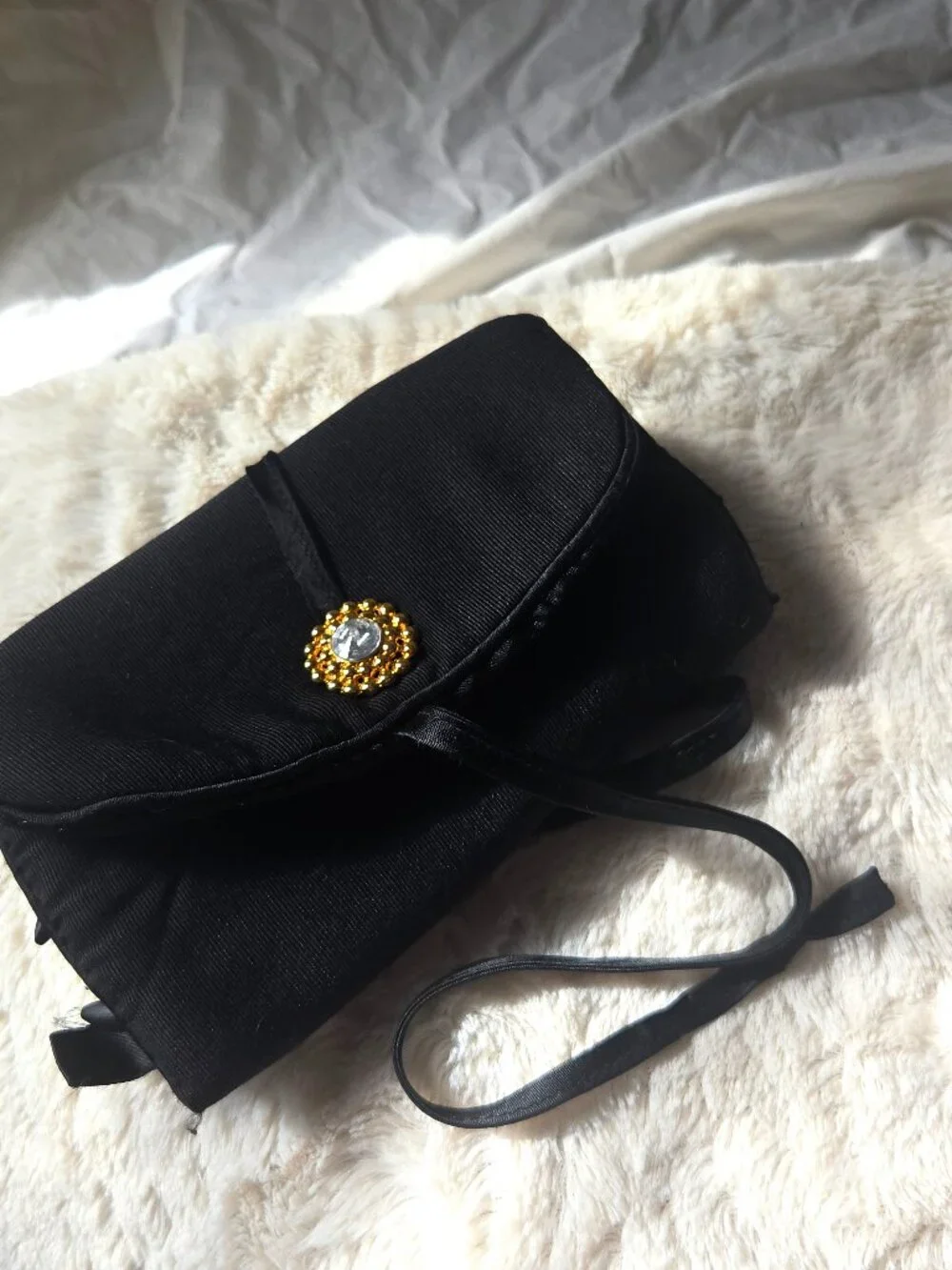 Lancome Black Trifold Satin Cosmetic Case Bag Smart Classy Gently Used Hepburn